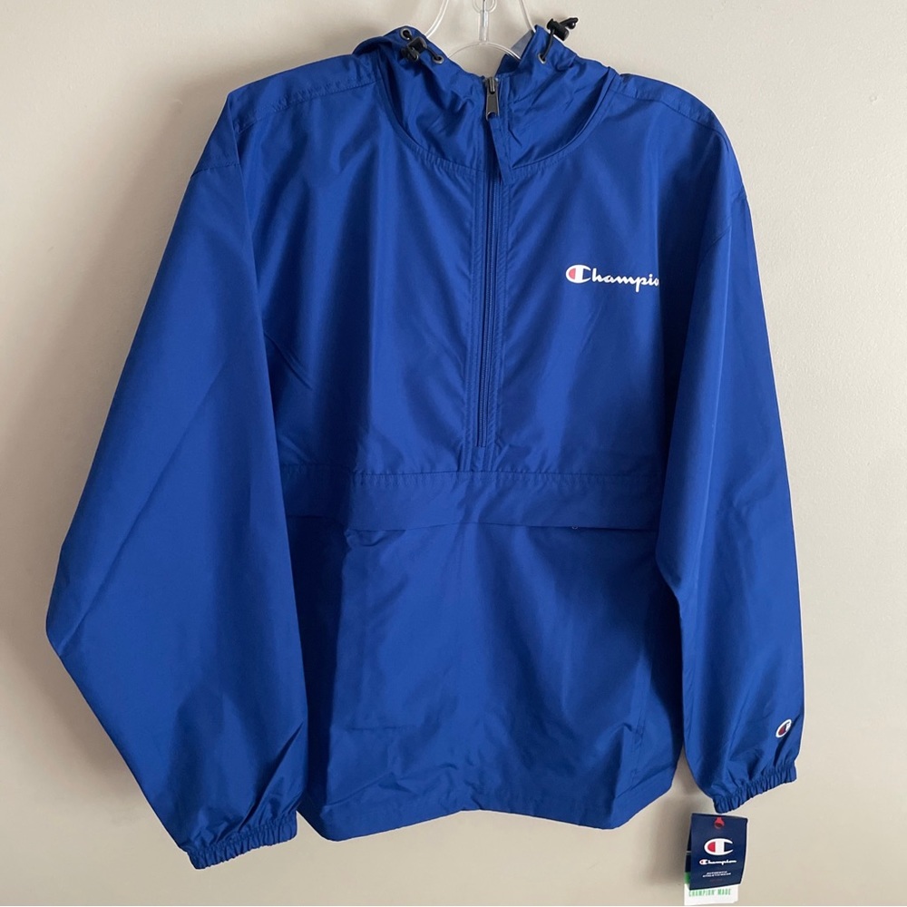 Champion Men Windbreaker Jacket Stadium Packable Wind and Water Resistant S Blue
